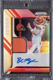 2018 Panini Prizm #RPA-BA Baker Mayfield Signed Rookie Patch Card (#41/99) 